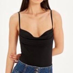 Glassons Black Spaghetti Strap Cowl Neck bodysuit